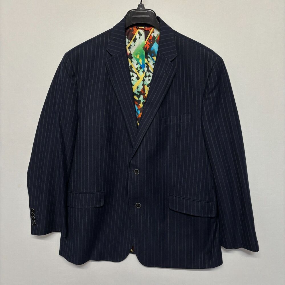 Robert Graham Men Blazer Jacket Sport Coat Size 46 Wool Stripes D130 -8